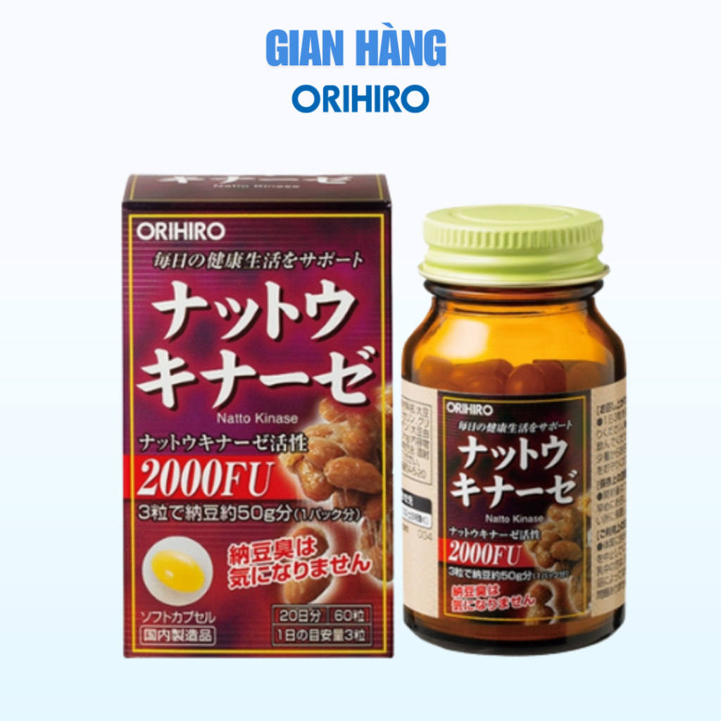 Viên uống hỗ trợ tai biến đột quỵ Nattokinase 2000 Orihiro 60 viên