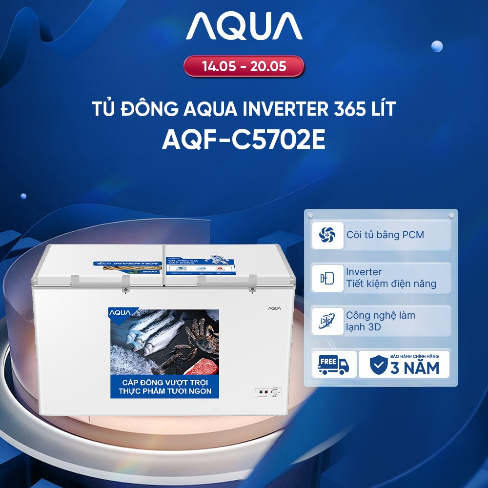 Tủ đông Aqua Inverter 365 Lít AQF-C5702E - Hàng chính hãng