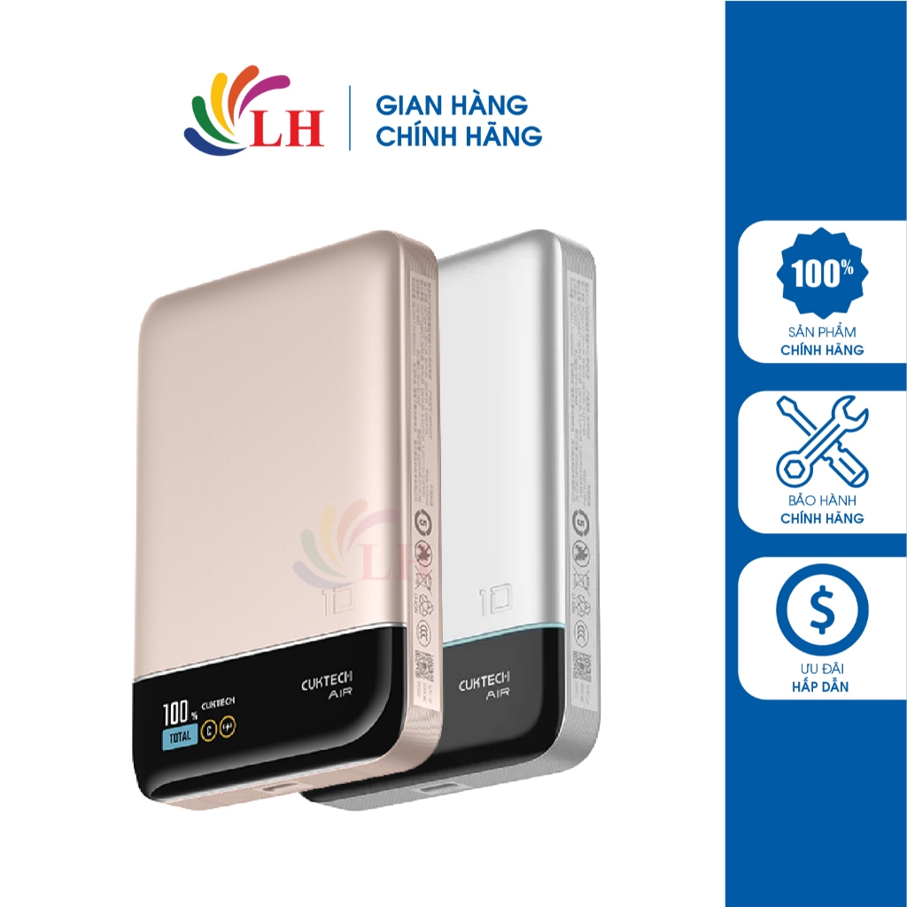 Sạc dự phòng Cuktech 10 Air Power Bank Bank Magnetic 10000mAh 55W WPB100P - Hàng chính hãng