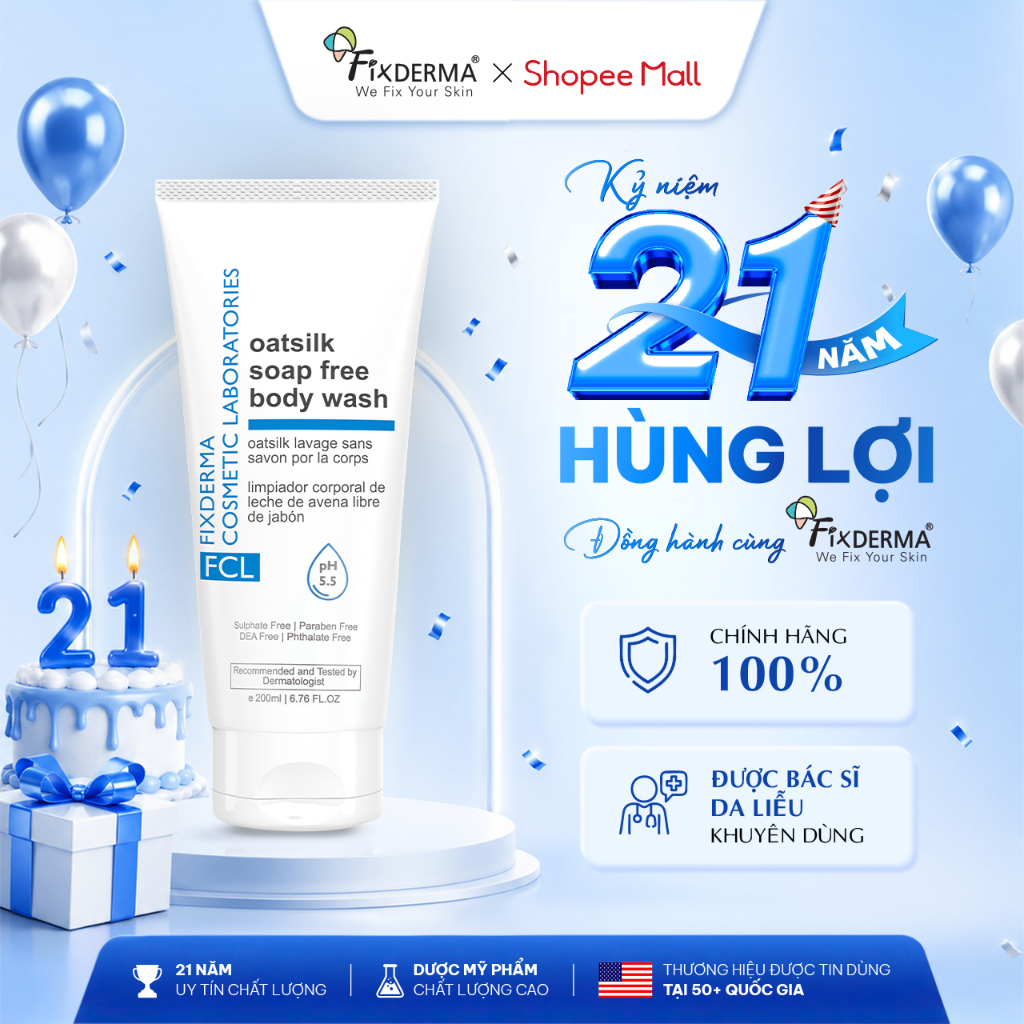 Sữa Tắm FCL Oatsilk Soap Free Body Wash 200ml Giúp Dưỡng Ẩm, Làm Mềm Mịn Cho Da Nhạy Cảm [Hùng Lợi]