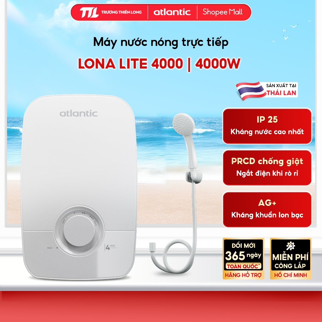 [ATLANTIC - Miễn Phí Công Lắp HCM] - Máy Nước Nóng Trực Tiếp Atlantic LONA LITE 4000 | LONA LITE 500