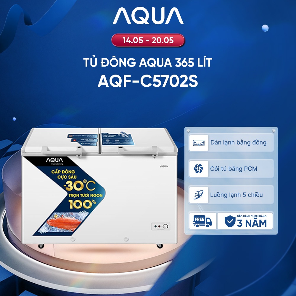 Tủ đông Aqua 365 Lít AQF-C5702S - Freeship toàn quốc