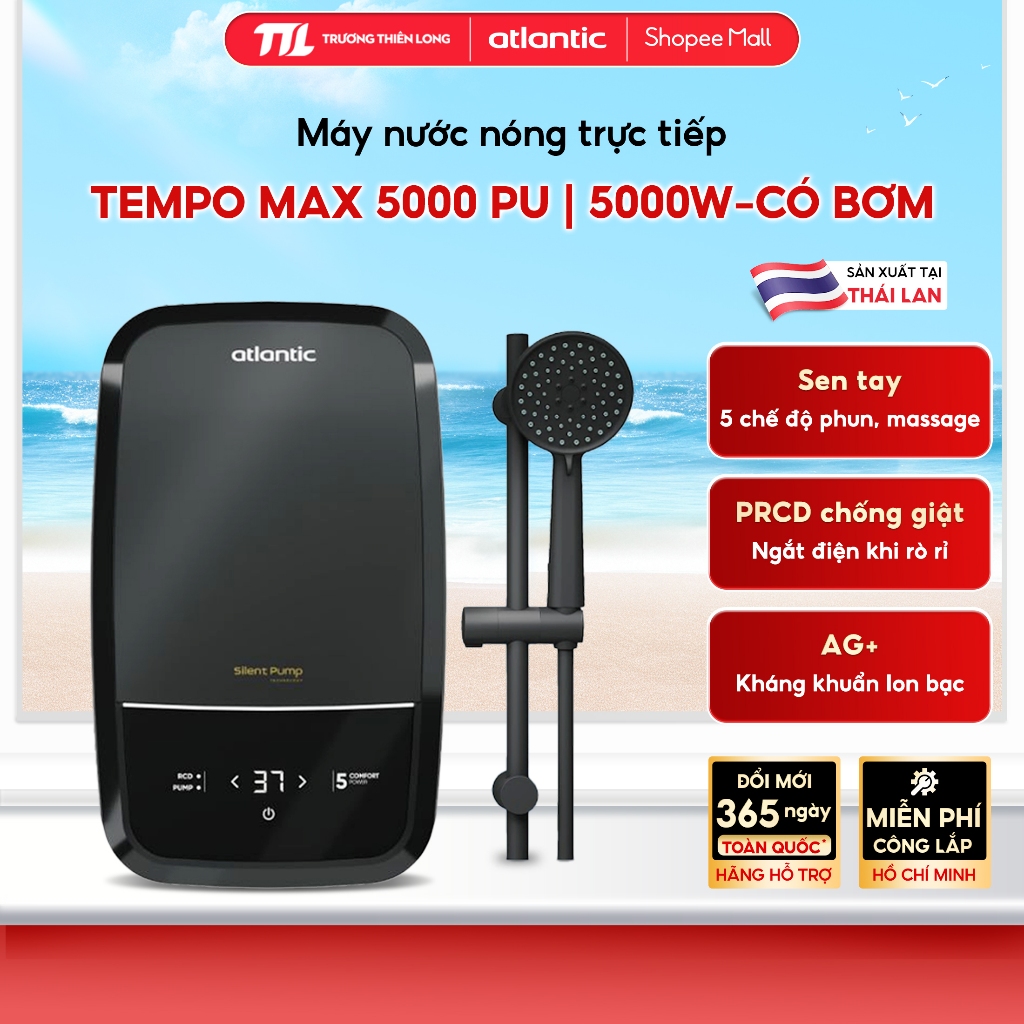 [ATLANTIC - Miễn Phí Công Lắp HCM] - Máy Nước Nóng Trực Tiếp Atlantic 5000W TEMPO MAX 5000 PU