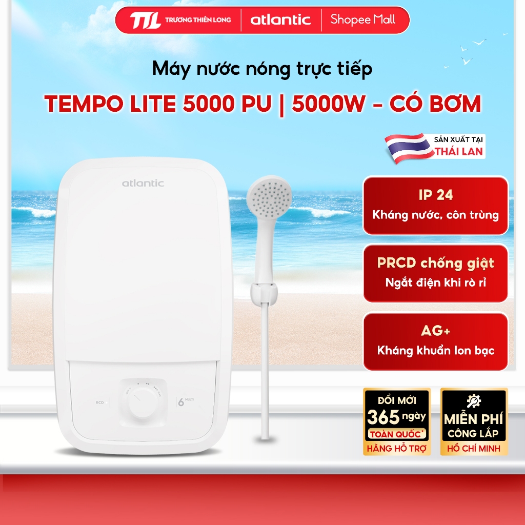 [ATLANTIC - Miễn Phí Công Lắp HCM] - Máy Nước Nóng Trực Tiếp Atlantic 5000W TEMPO LITE 5000 PU