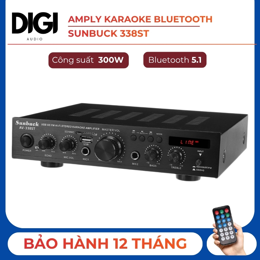 Amply Mini Hay, Amly Nghe Nhạc SUNBUCK 338ST - Hát Karaoke Kết Nối Không Dây Bluetooh, Âm li Mini Gi
