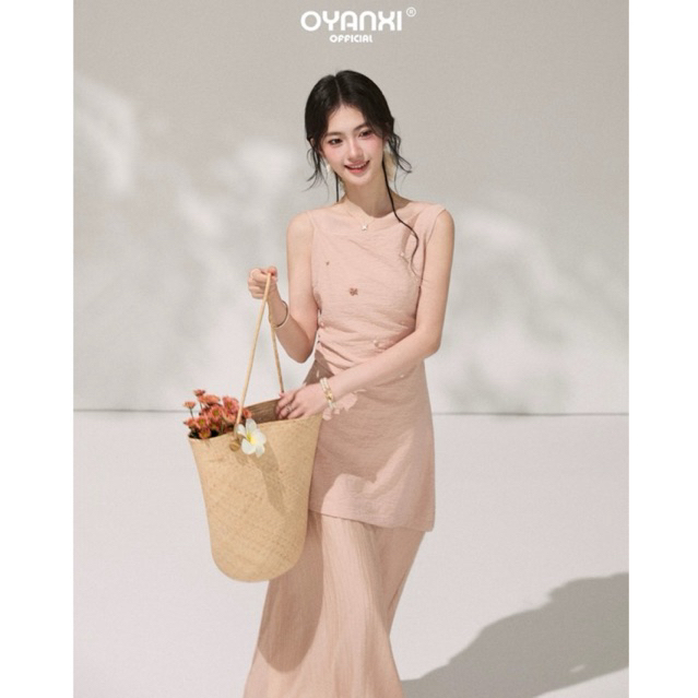 Váy voan sát nách 2 lớp đính hạt Oyanxi