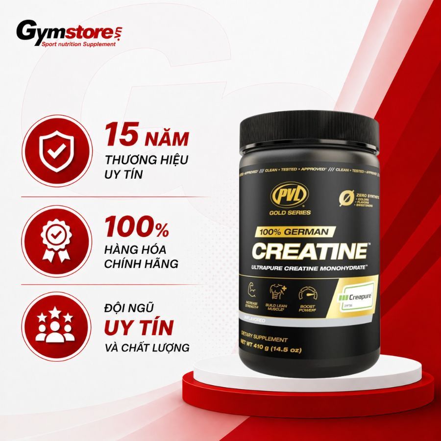 Bột tăng sức mạnh PVL 100% German Creatine Creapure nhập khẩu Canada - Gymstore
