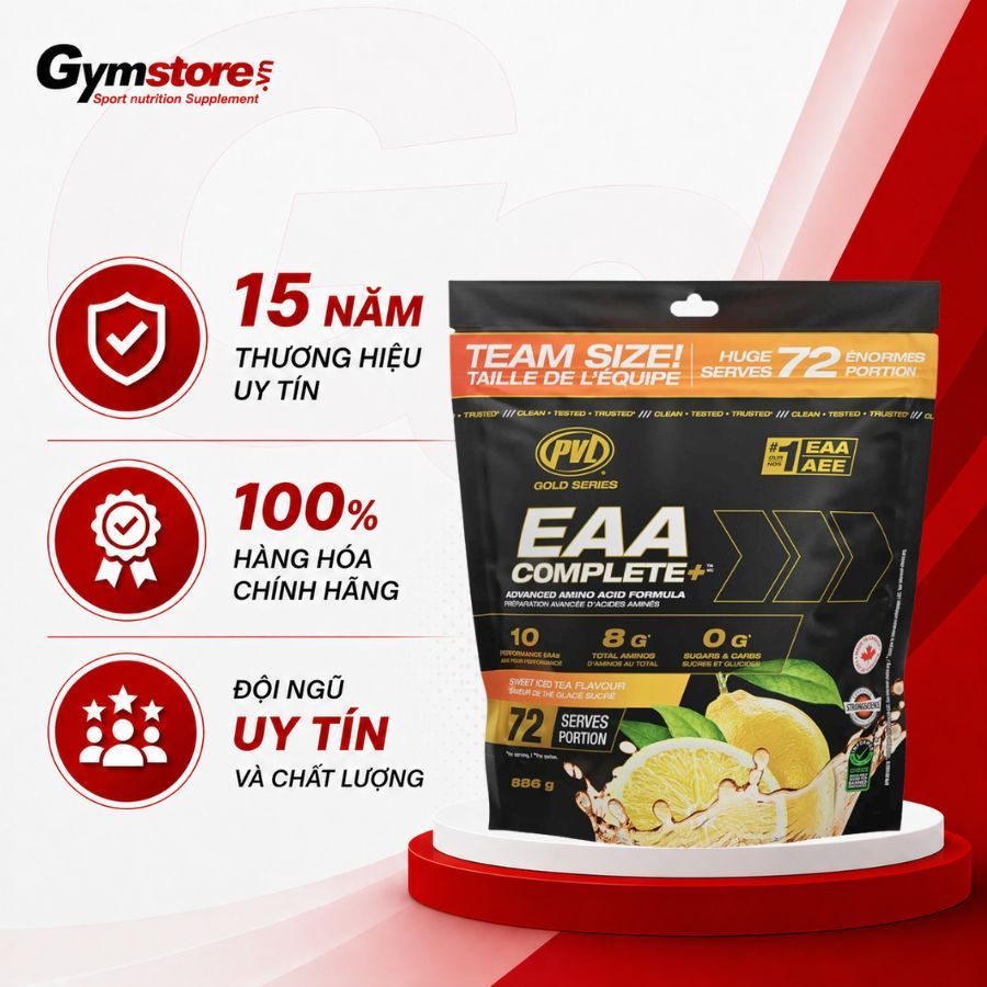 Bột điện giải phục hồi và phát triển cơ bắp PVL EAA Complete, mạnh hơn, bền hơn - Gymstore