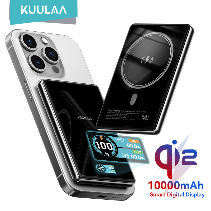 Kuulaa Qi2 10000mAh Từ Tính Không Dây Powerbank Màn Hình Kỹ Thuật Số 15W Không Dây Sạc Nhanh Ngân Hà