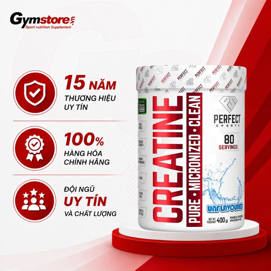 Bột creatine PERFECT Sports Creatine, hỗ trợ phục hồi và phát triển cơ bắp - Gymstore