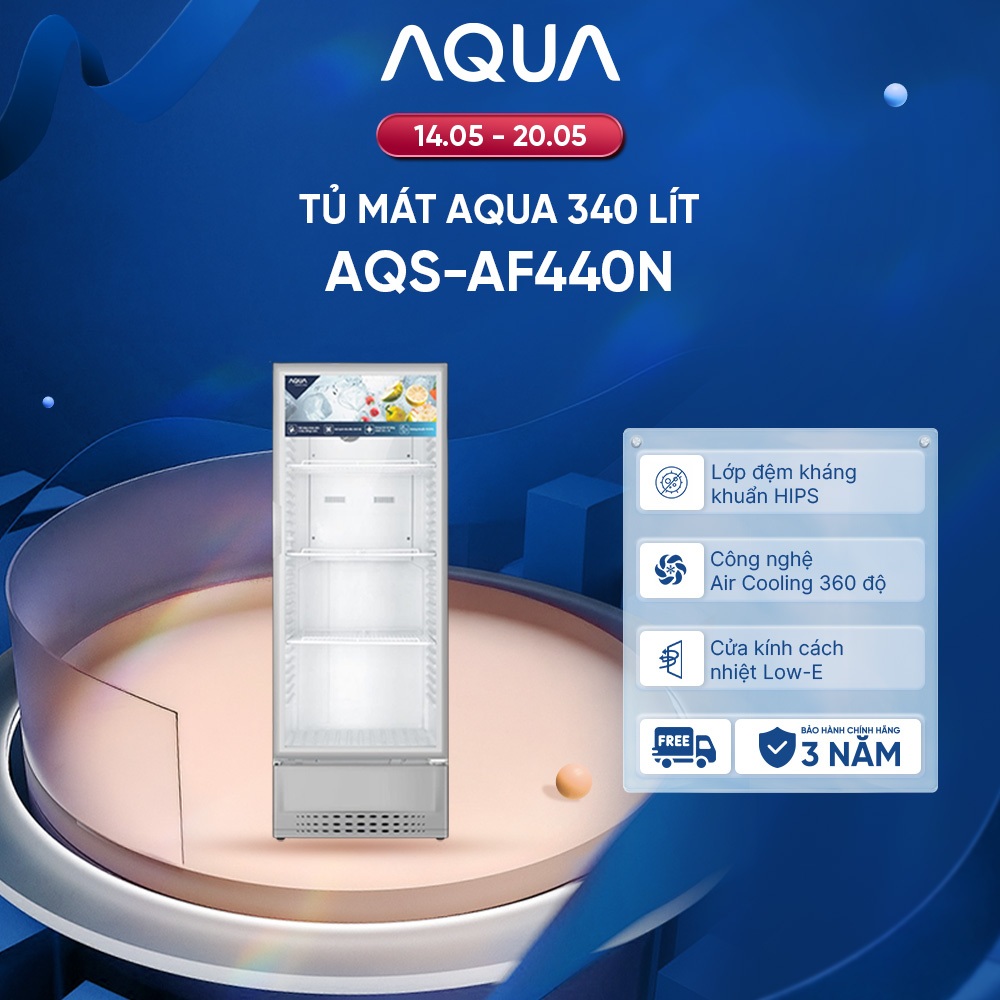 Tủ mát Aqua 320 Lít AQS-AF440N - Hàng chính hãng