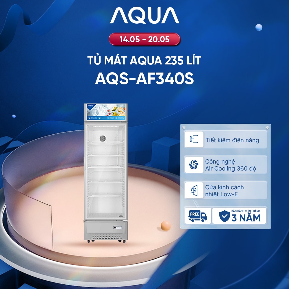 Tủ mát Aqua 235 Lít AQS-AF340S - Freeship toàn quốc