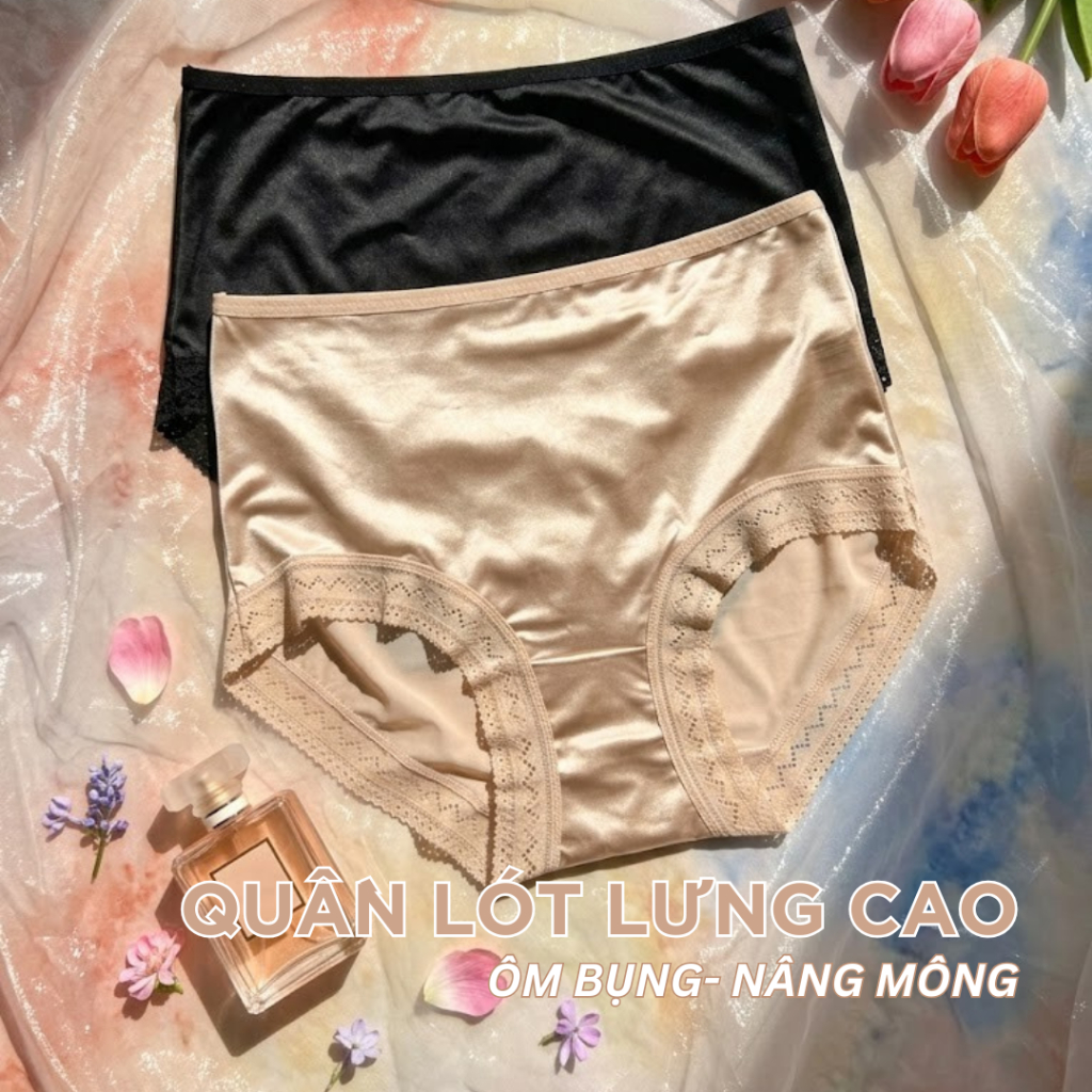 Quần Lót Nữ Lưng Cao Chất Liệu Phi Bóng Cao Cấp - Ôm Bụng Dưới Nâng Mông Nhẹ J136