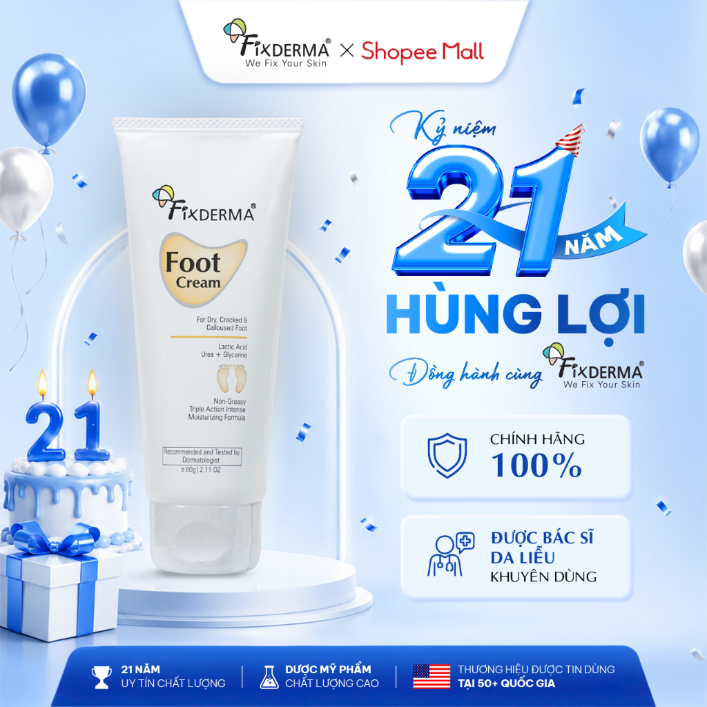 Kem Nứt Gót Chân Fixderma Foot Cream 60g Giúp Làm Mềm Gót, Giảm Chai Sần - Hùng Lợi