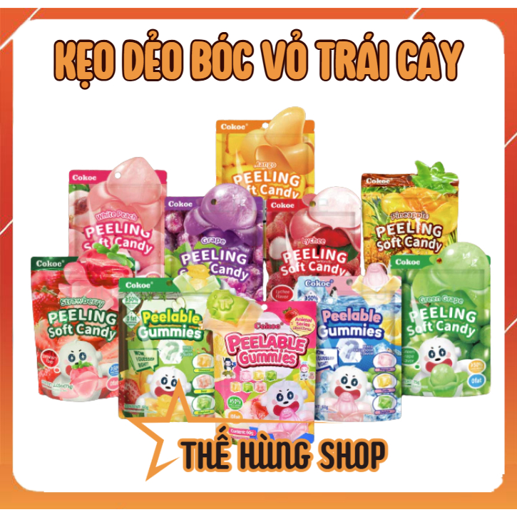[10 VỊ] 1 Thùng 50 Gói Kẹo Lột Vỏ Trộn Vị Trái Cây COKOC