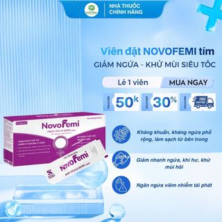 Viên đặt PK Novofemi tím - Làm sạch, giảm nấm ngứa, khử mùi hiệu quả - Lẻ 1 viên