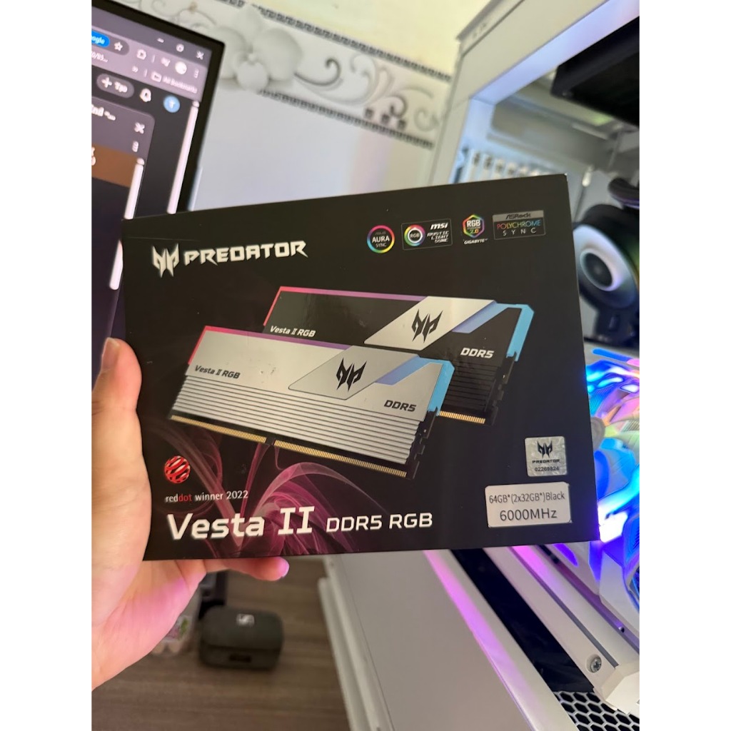 Ram DDR5 PC Acer Predator Vesta II RGB DDR5-6000 32GB (32GB*1) CL30 (6000C30) EXPO XMP