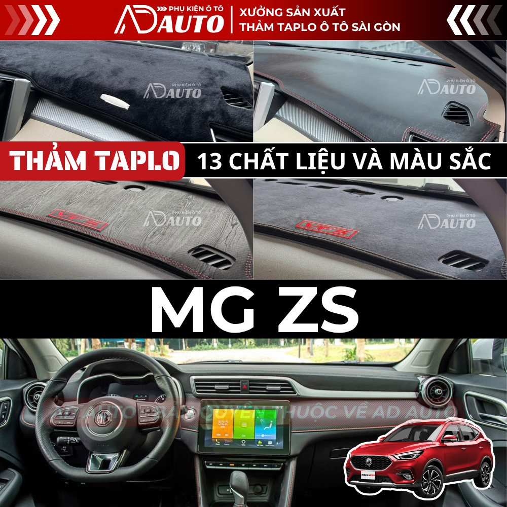 Thảm taplo MG ZS, Thảm Phủ Taplo Ô Tô 13 Chất Liệu Da, Nhung, Chống Nắng, Chống Chói, Bảo Vệ Taplo, 