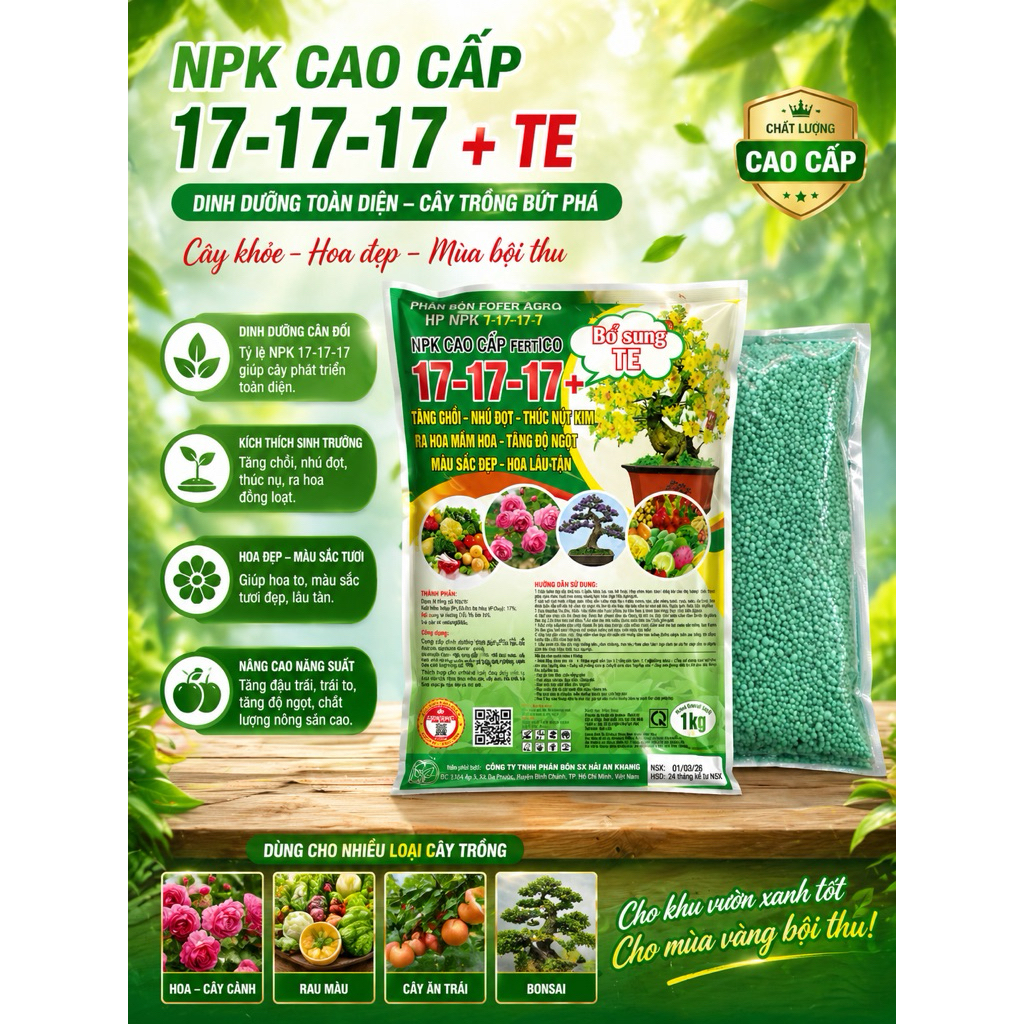 Phân Bón 17-17-17 + TE (Chuyên thúc nút kim cho Mai)