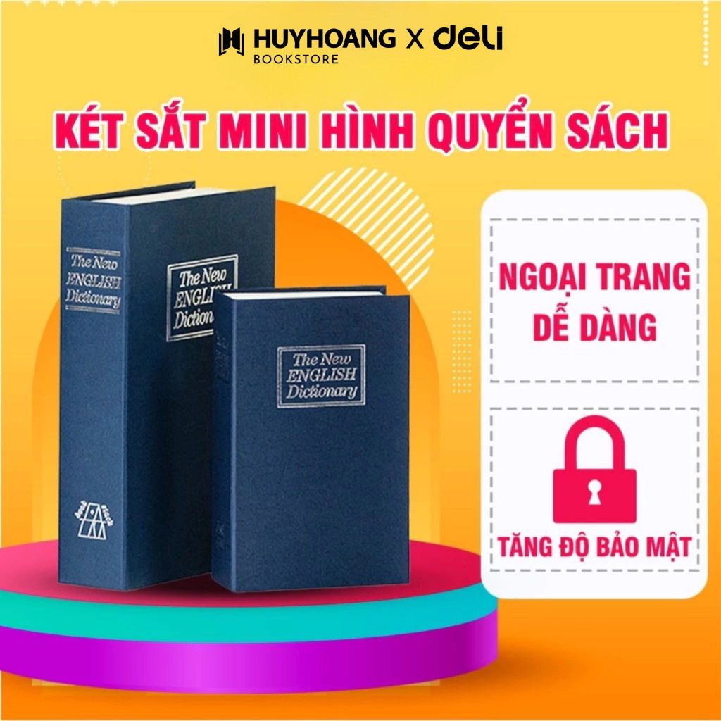 Hộp Đựng Tiền Dạng Hình Quyển Sách Deli, Két Sắt Mini 2 Kích Thước Nhỏ Gọn Dễ Dàng Decor, ET641Tools