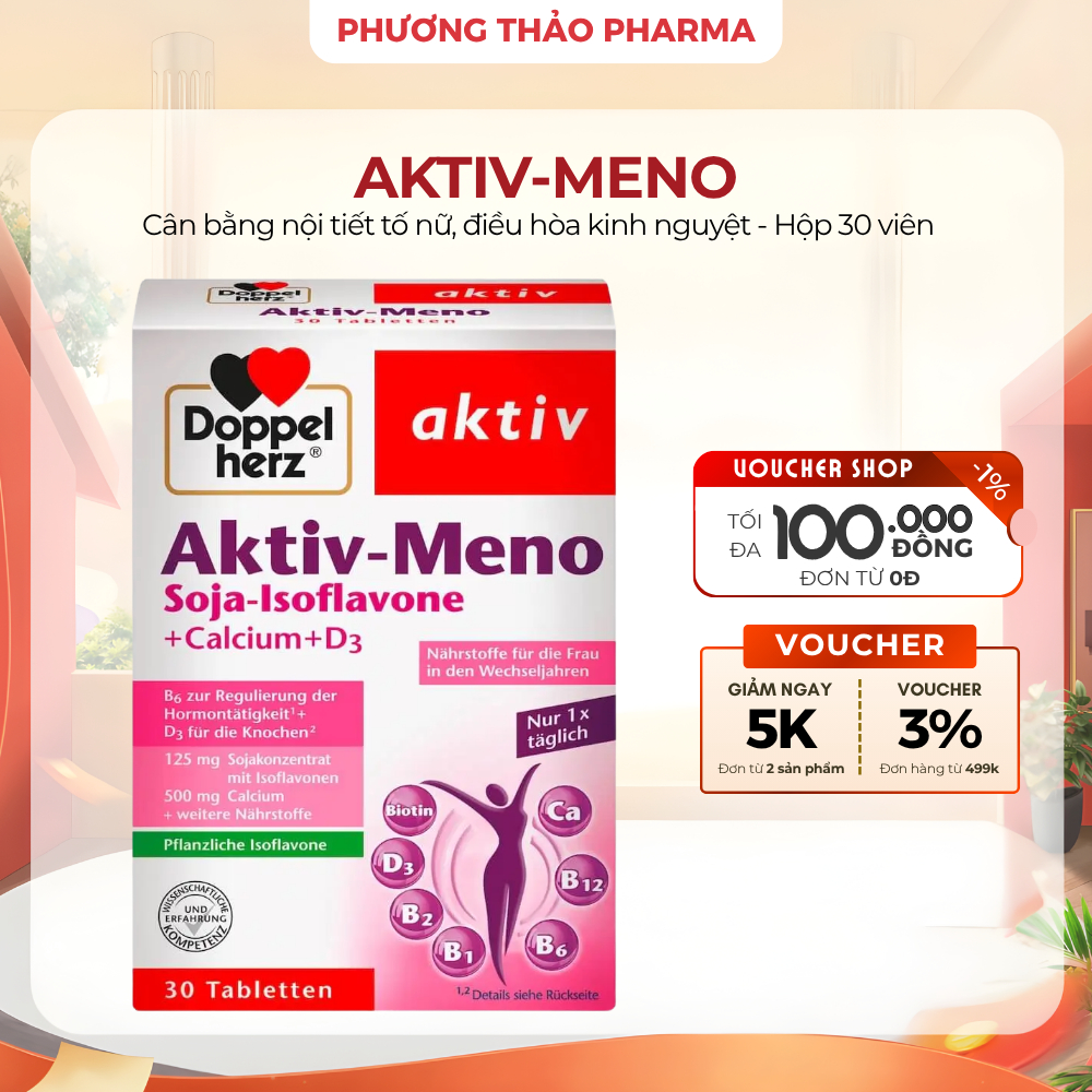 Aktiv-Meno viên uống cân bằng nội tiết tố nữ, điều hòa kinh nguyệt - Hộp 30 viên