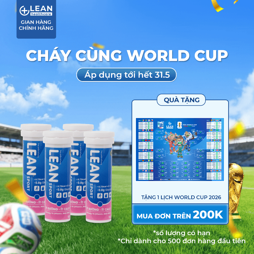 Combo 4 hộp Viên Sủi Bổ Sung Điện Giải Thể Thao Lean Sport Bù Nước và tăng lực thể thao