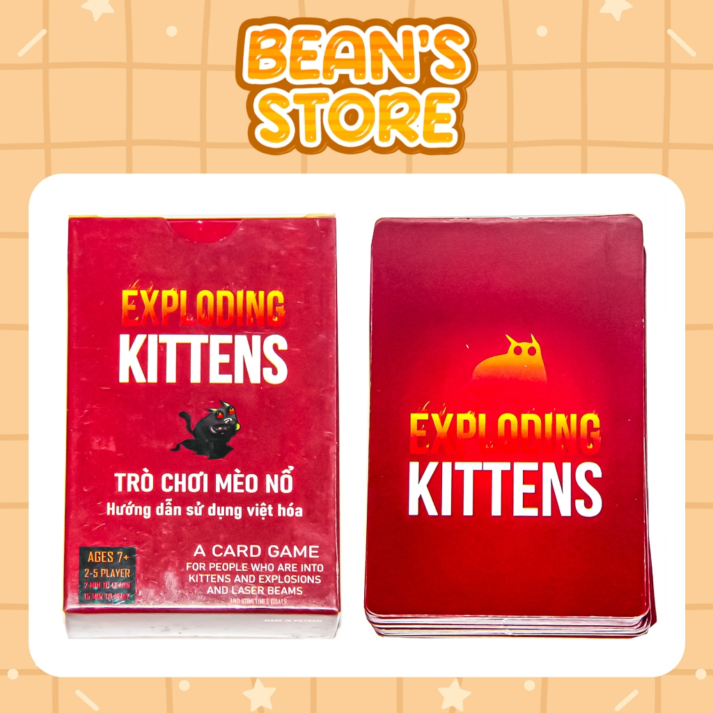 BoardGame Mèo Nổ bản Việt Hoá - Exploding Kittens chất giấy tốt giá rẻ - BEAN's STORE
