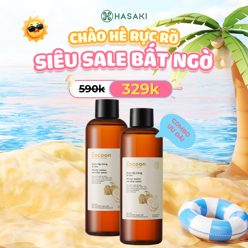 [DAILY] Combo 2 Nước Tẩy Trang Bí Cocoon Làm Sạch & Giảm Dầu Hasaki Sản Phẩm Chính Hãng