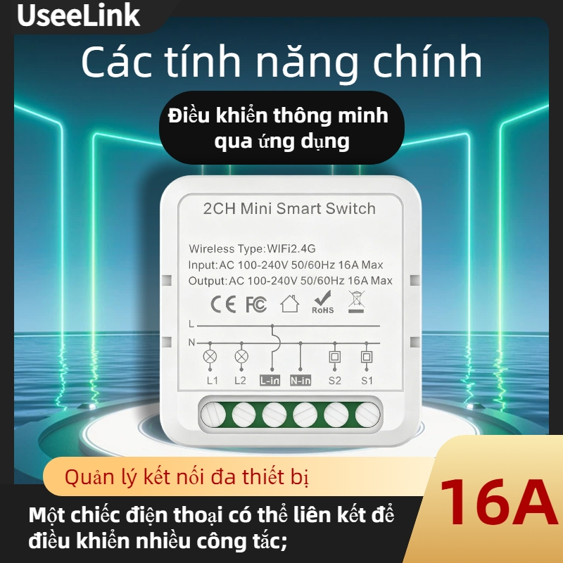 Mô-đun công tắc WiFi Tuya Smart Life Mini 16A | Điều khiển 1/2/3 công tắc, Nhà thông minh