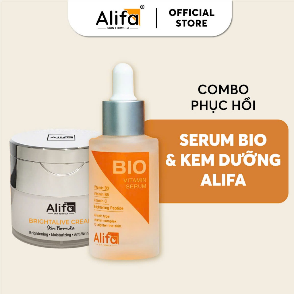 Combo Phục hồi, dưỡng da 5: Kem dưỡng Alifa + Serum BIO