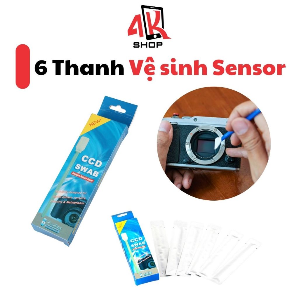 Que lau sensor máy ảnh gồm 6 thanh lau sensor ống kính body