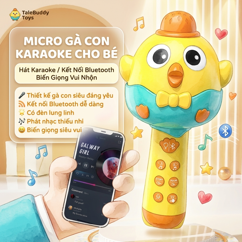 Mic Hát Karaoke Bluetooth Không Dây Bằng Nhựa Dễ Thương Đồ Chơi Cho Trẻ Em Kết Nối Bluetooth