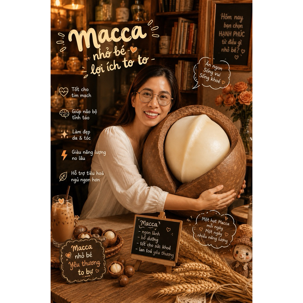 Hạt Macca Tây Nguyên-size trung- 1kg 2 lon