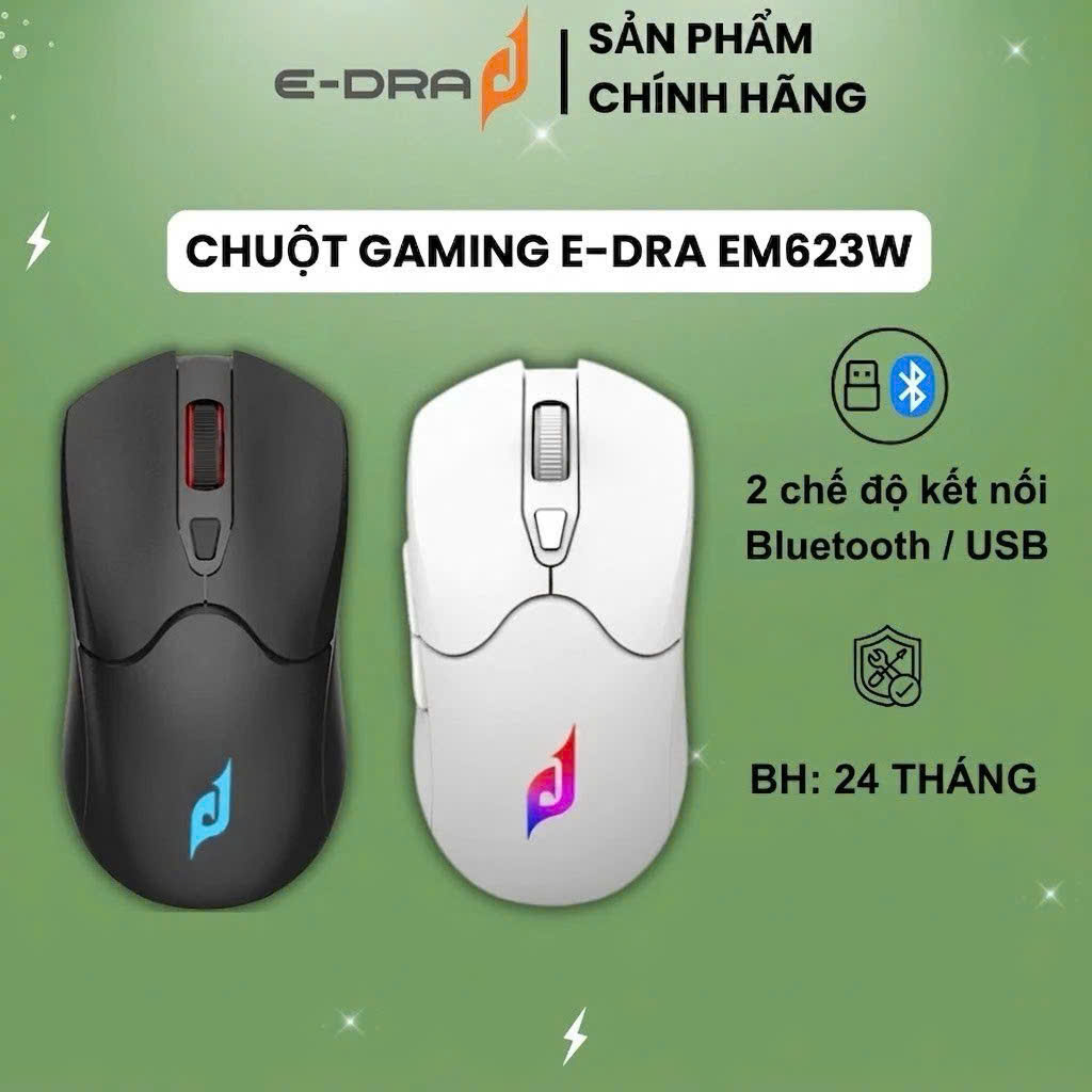 Chuột Không dây Edra EM623w (Wireless 2.4Ghz + Bluetooth) - Chuột Văn Phòng Chính Hãng | Bảo Hành 24