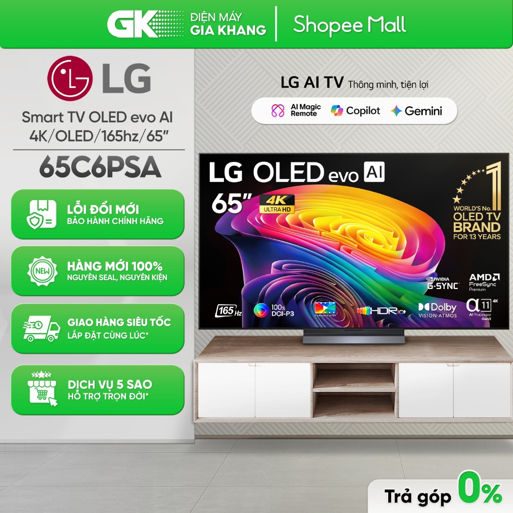 Smart Tivi LG 65 Inch OLED evo AI 4K 65C5PSA | 65C6PSA [Freeship HCM]