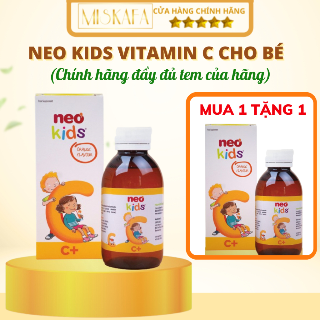 Neo Kids Vitamin C - Siro Vitamin C thiên nhiên Neo Kids C+, bổ sung Vitamin hỗ trợ tăng đề kháng
