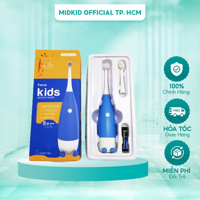 Bàn Chải Điện Midkid dành cho bé từ 2 tuổi lông chải mềm, kèm pin và đầu chải thay thế