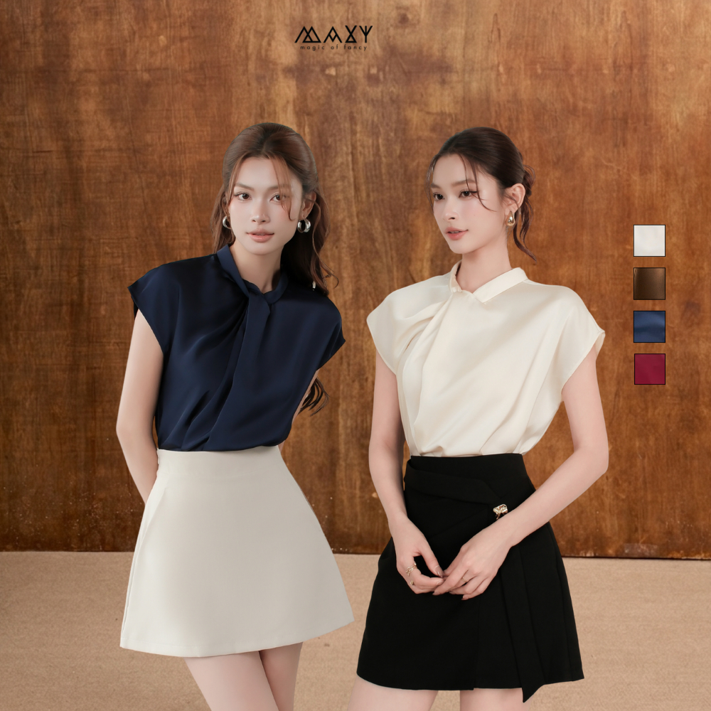 [ LIVE ] Áo kiểu nữ lụa sang chảnh Knot Sleeve Top Maxy Workshop