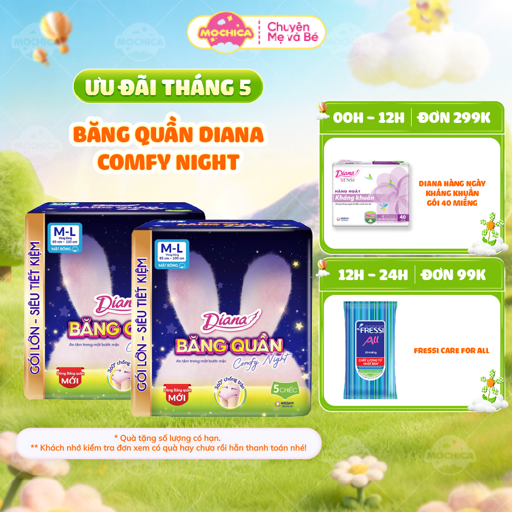 Diana Băng Quần Comfy Night size S-M, M-L 5 chiếc/gói-Mochica