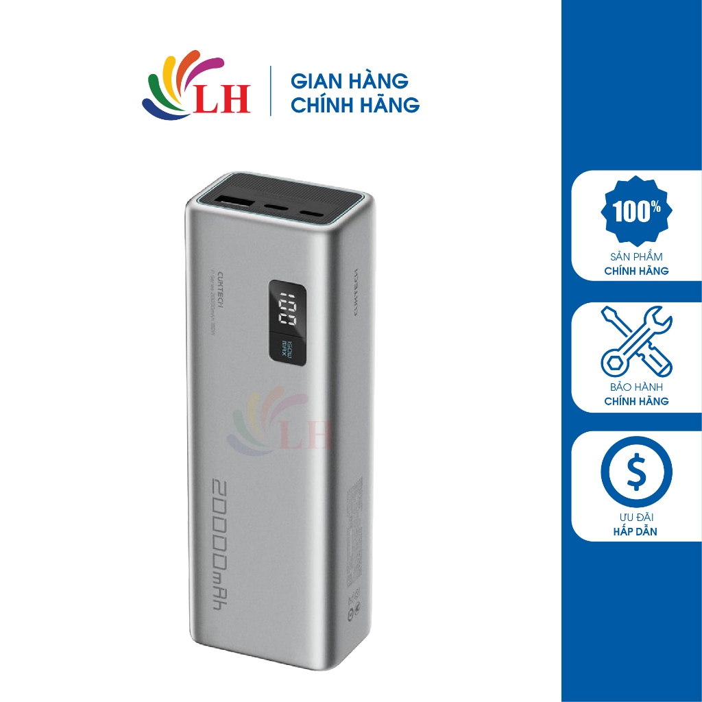 Sạc dự phòng Cuktech Power Bank 15 1USB 2Type-C 150W 20000mAh PB200P - Hàng chính hãng