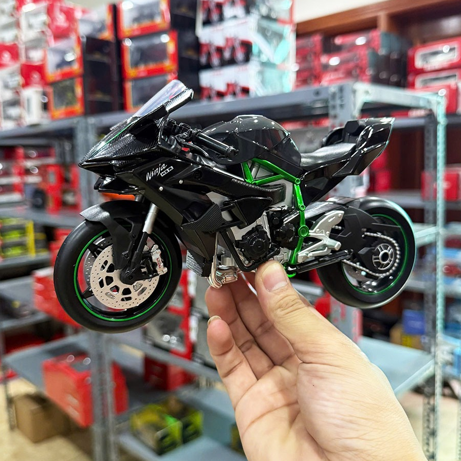 [Vê ga, phun khói] Mô hình xe Kawasaki Ninja H2R tỉ lệ 1:9 có đèn và âm thanh