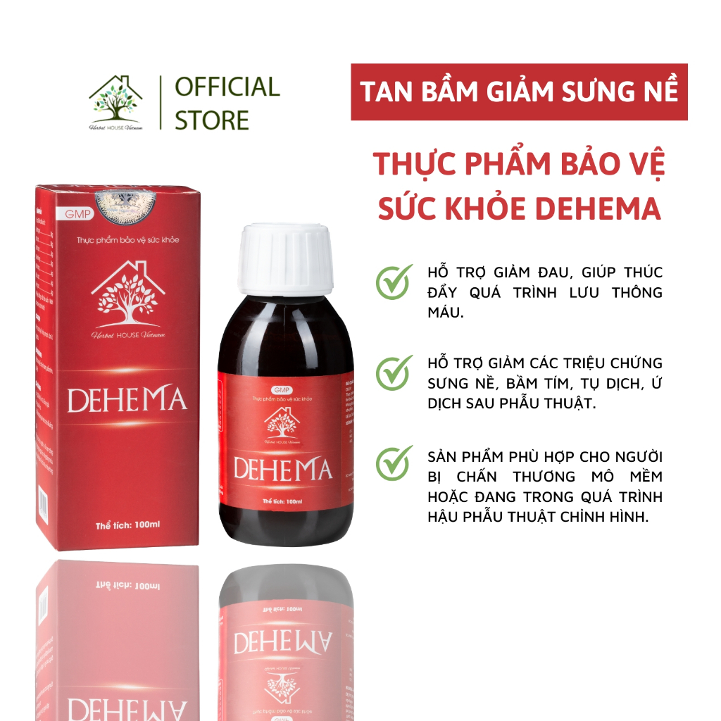 Dung Dịch Uống, Thực Phẩm Bảo Vệ Sức Khỏe Dehema 100ml Hỗ Trợ Giảm Sưng, Bầm Tím Nhanh Chóng - HERBA