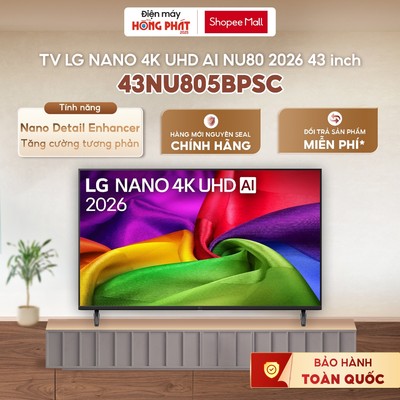 Smart Tivi LG NANO 4K UHD AI NU80 2026 43 inch 43NU805BPSC [Giao-Lắp HCM]