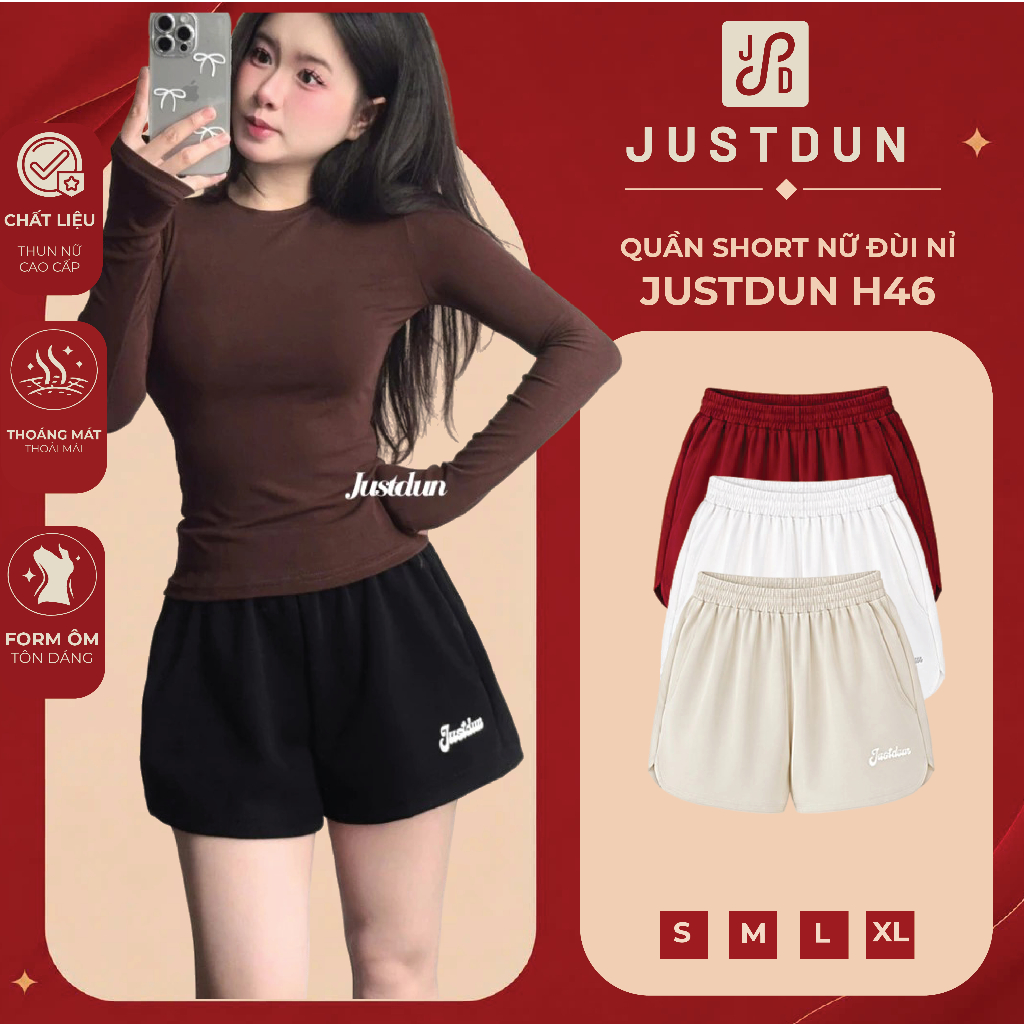 Quần short nữ đùi nỉ ép không xù Justdun H46