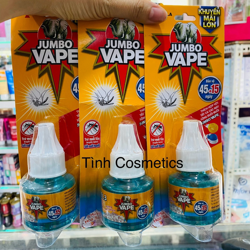Combo 3 lọ tinh dầu đuổi muỗi jumbo vape L3 Sakura 34ml, xua đuổi muỗi jumbo