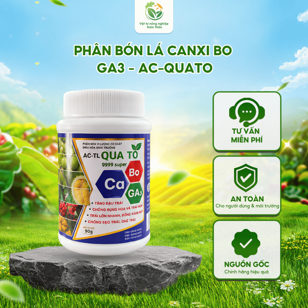 Phân bón lá Canxi Bo Ga3 - AC-Quato ( hũ 90g) | Trái Phì Cực Mạnh, Sáng Vỏ, Chống Rụng & Nứt Trái, T