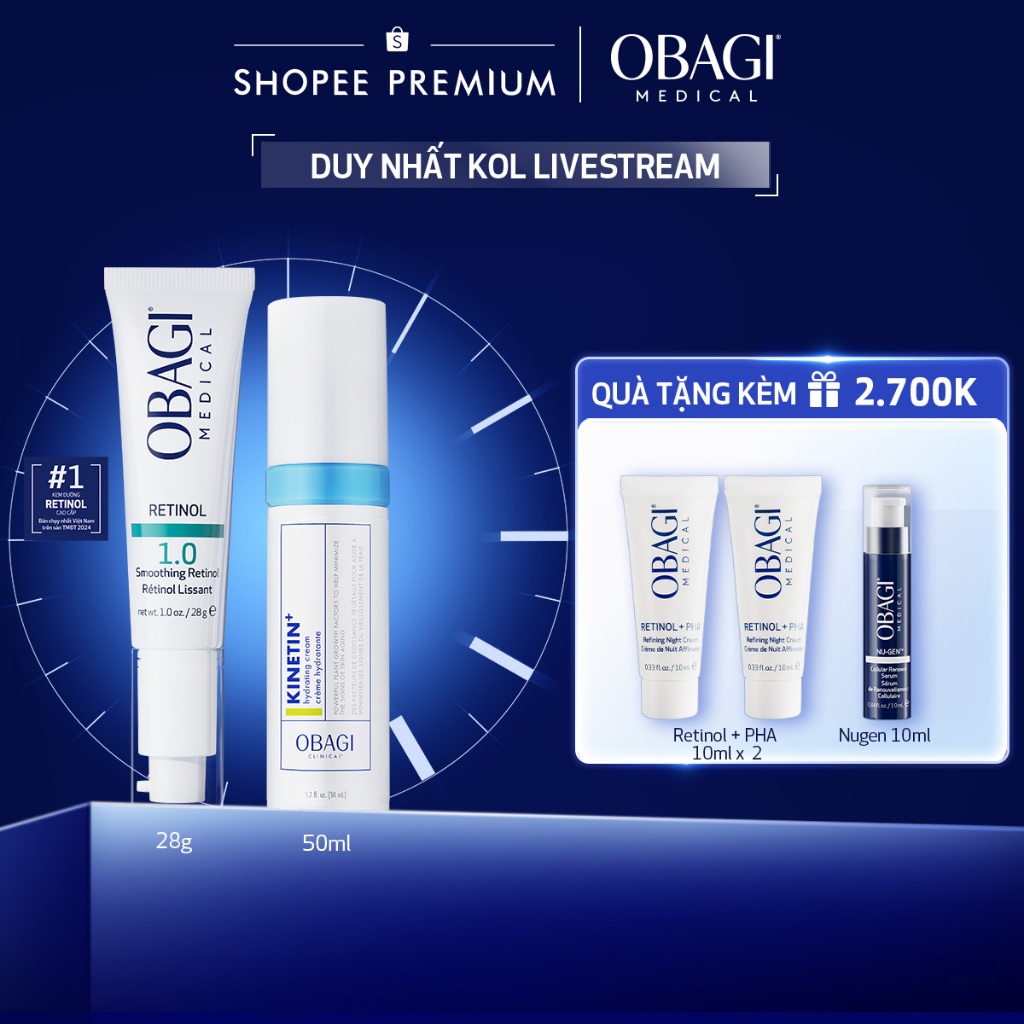 [Obagi x KOL] Bộ đôi Kem chống lão hóa Obagi Retinol 1.0 28g & Kem dưỡng phục hồi Obagi Clinical Kin