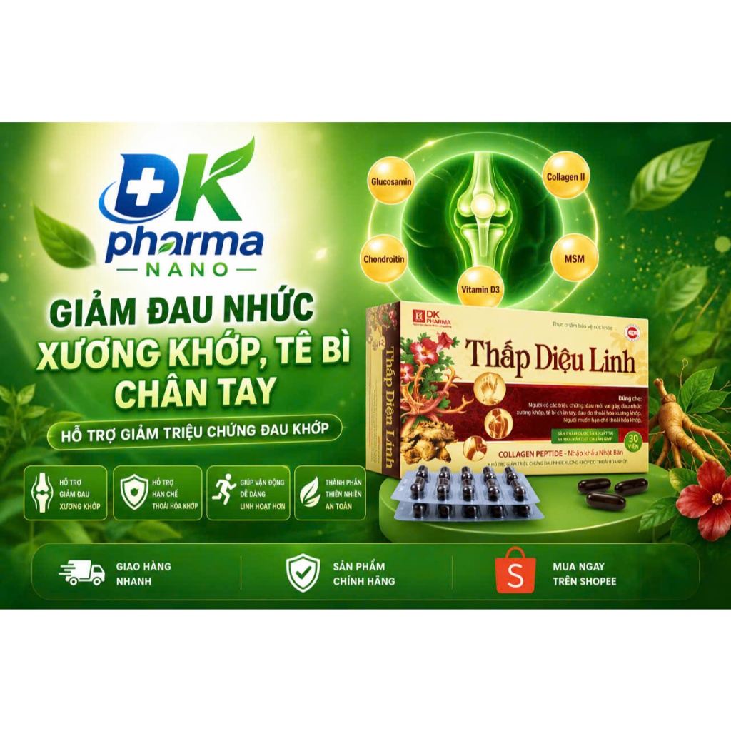 DK-Thấp Diệu Linh Viên uống xương khớp  giảm đau nhức xương khớp tê bì chân tay (30 viên/hộp)