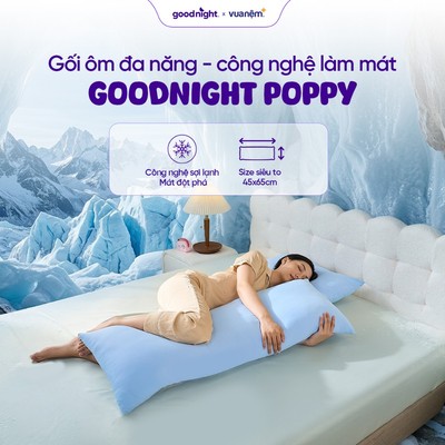 Combo gối ôm và vỏ gối ôm mùa hè Goodnight Poppy 45x120cm, Vỏ Gối Ôm Thun Lạnh