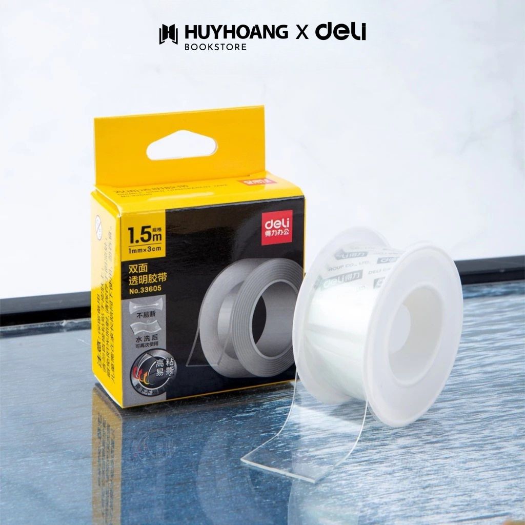 Băng keo, siêu dính hai mặt trong suốt chống nước Deli - Nhiều kích cỡ - 33601/33605 /33612, Home